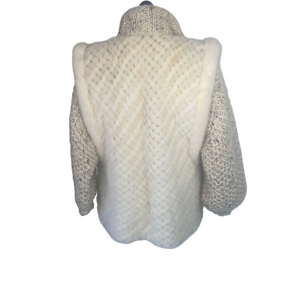 Vintage Womens Jacket Vest Size Medium Cream Knit Convertible Casual Wool - Picture 2 of 9